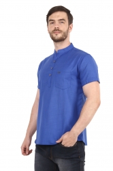 Mens U. Blue Solid Straight Kurta